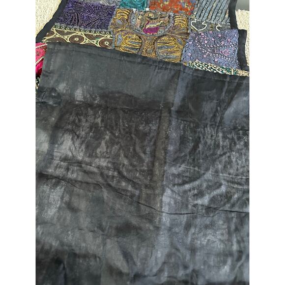 Vintage beaded tapestry wall hanging vertical dark beaded ethnic bohemian 20x60” - Picture 9 of 16